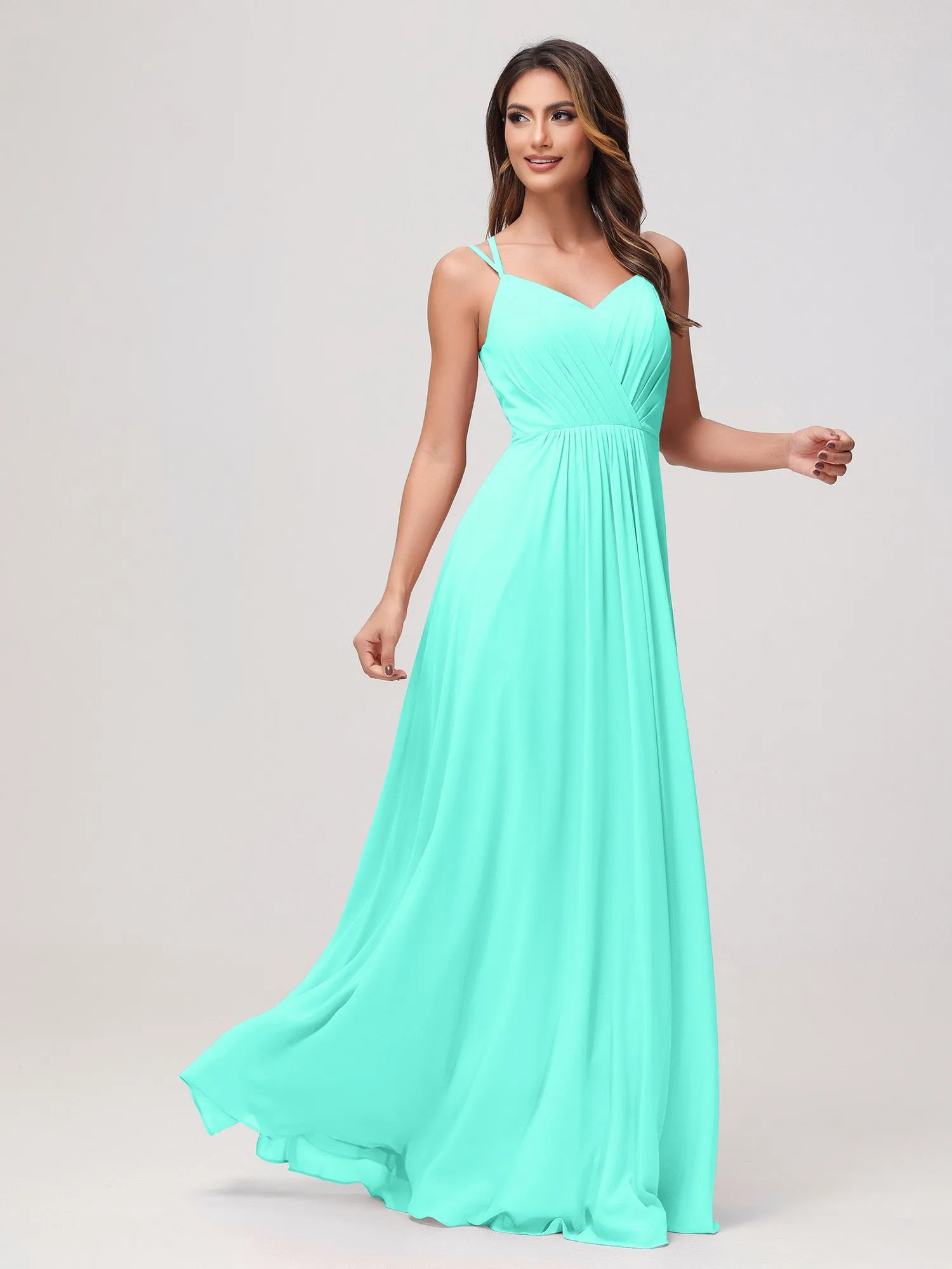 A-Linie Herz-Ausschnitt Raffung Chiffon Kleid Spa