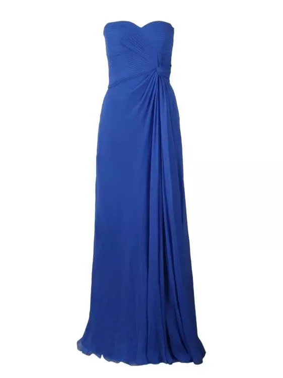   Alberta Ferretti  Organic Chiffon Long Dress Blue