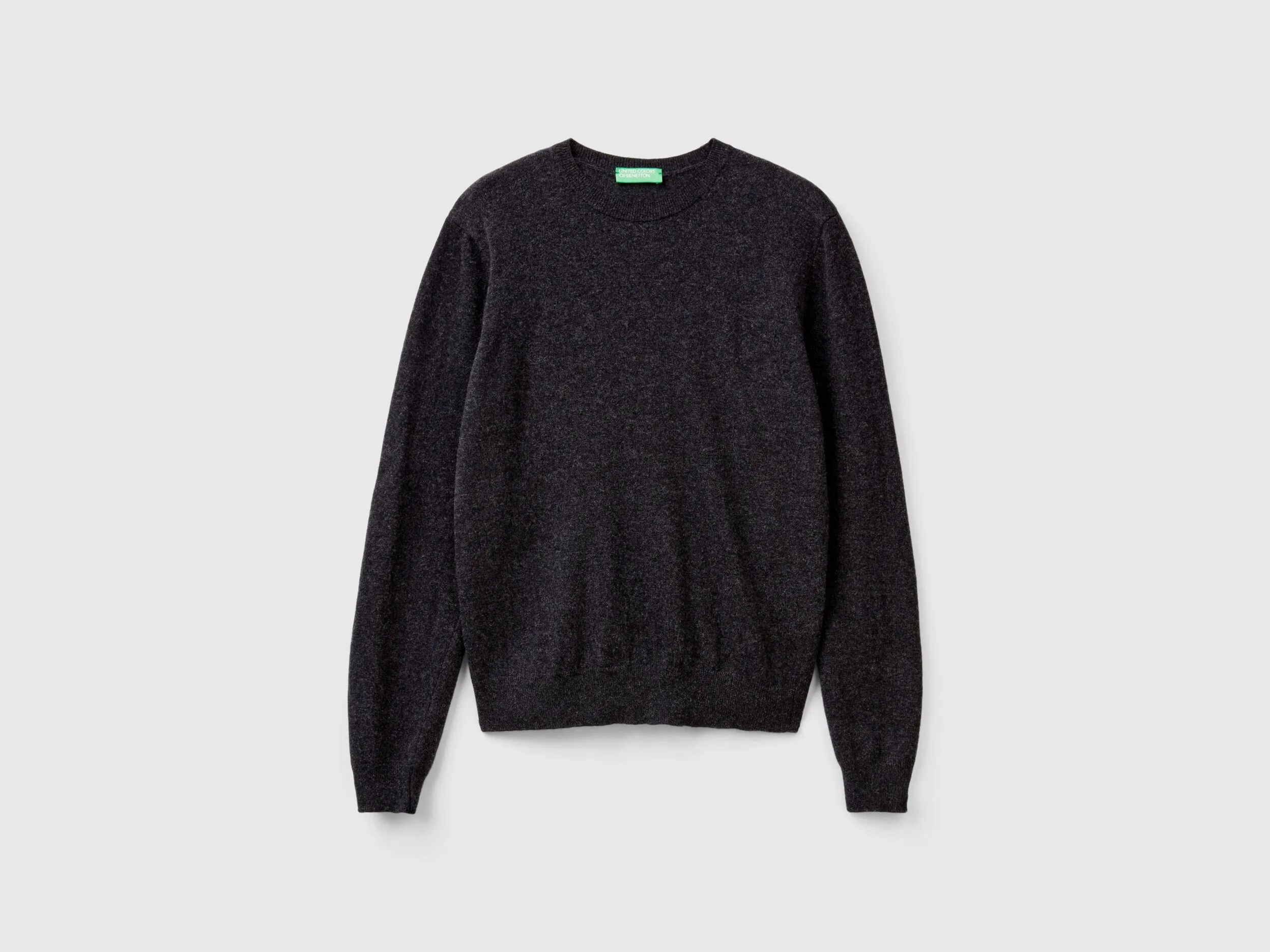 Anthrazitgrauer Pullover aus Merinowolle mit Rundausschnitt