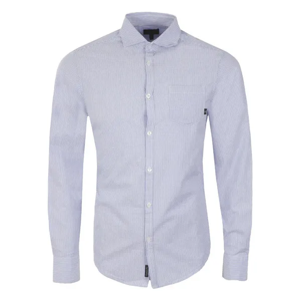 ARMANI JEANS Herren Men Hemd Shirt Langarm Slim Fit Blau Stripe