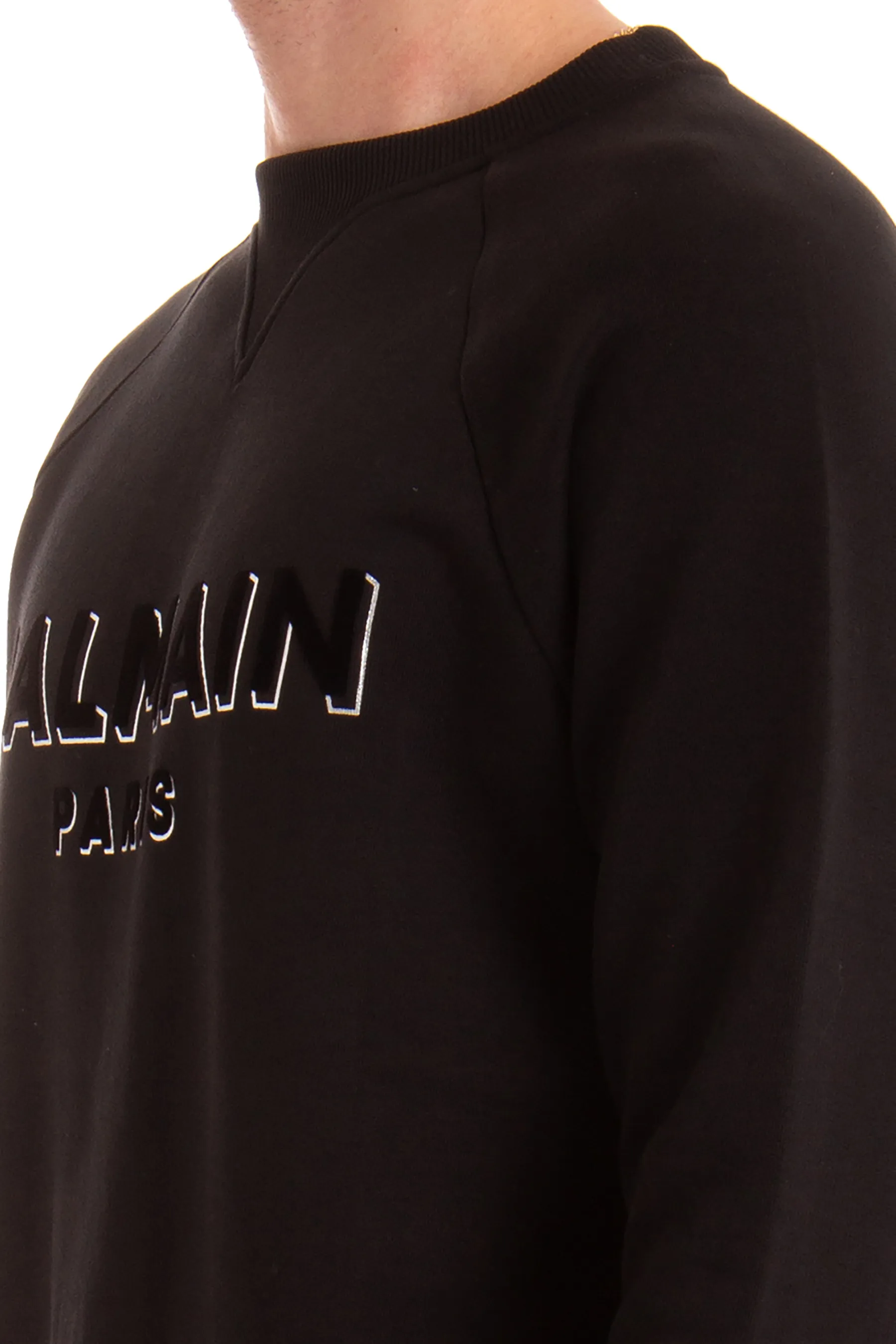 BALMAIN Flocked Organic Cotton Sweatshirt  