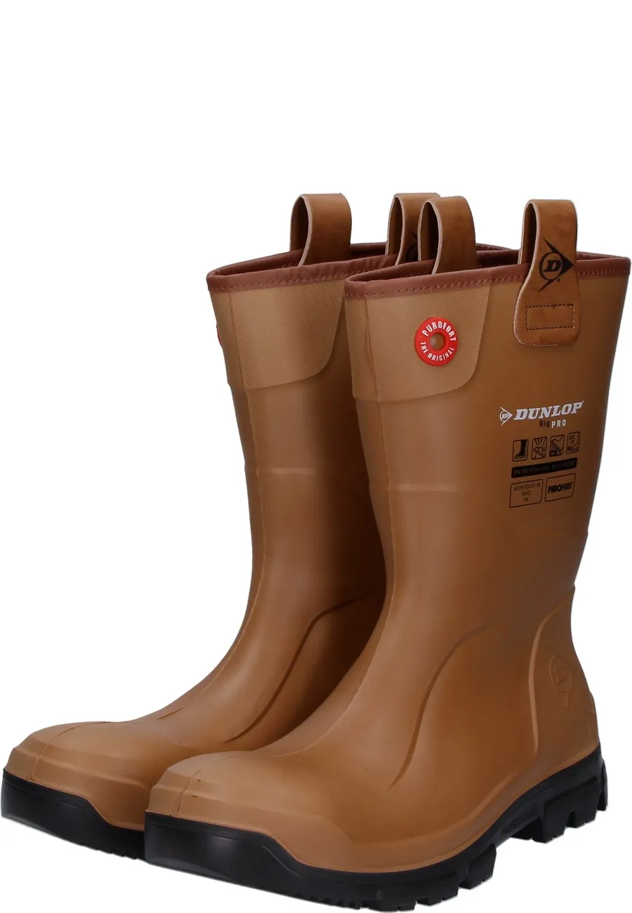 Dunlop PUROFORT® RigPRO braun | S5 Sicherheitsgummistiefel mit Sneaker Passform