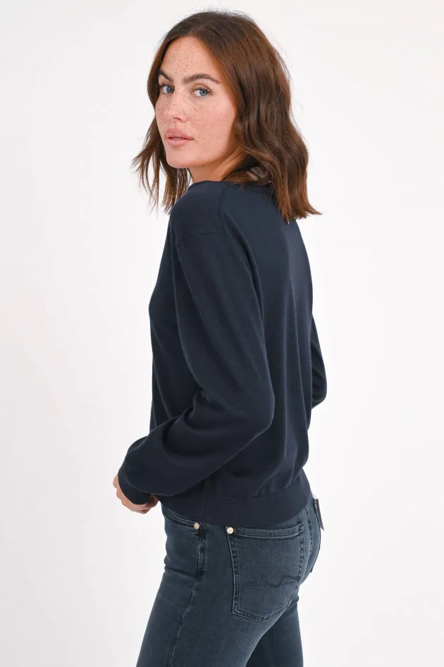 Feinstrick-Pullover in Navy