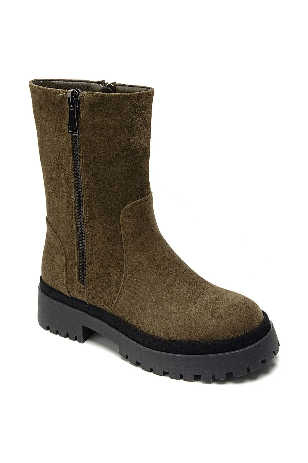 Flache Stiefelette mit Reißverschluss