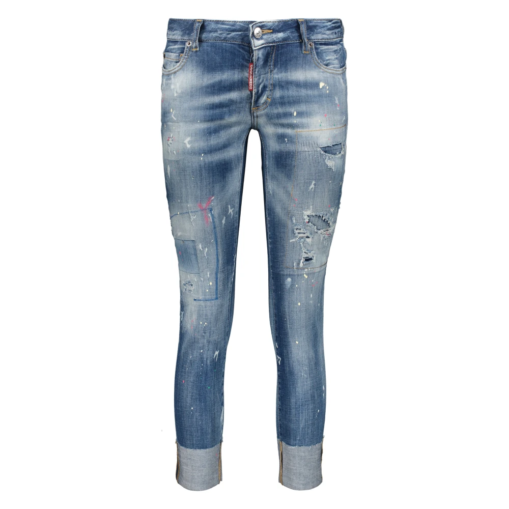 Gebleichte Slim-Fit Jeans mit Distressed-Details