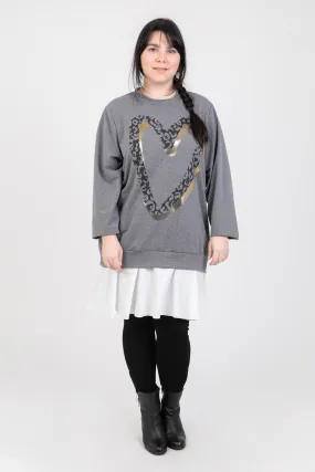 Graues Kleid mit Herzmuster (T221214)