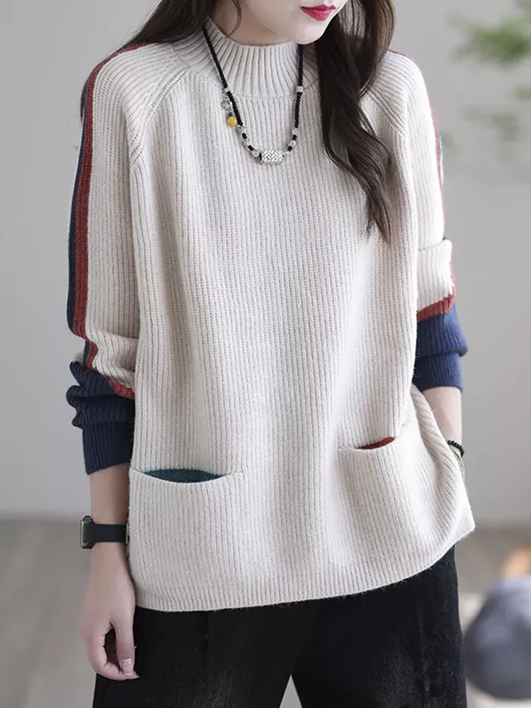 Heidi-Mode | Damen Oversized Pullover mit Taschen