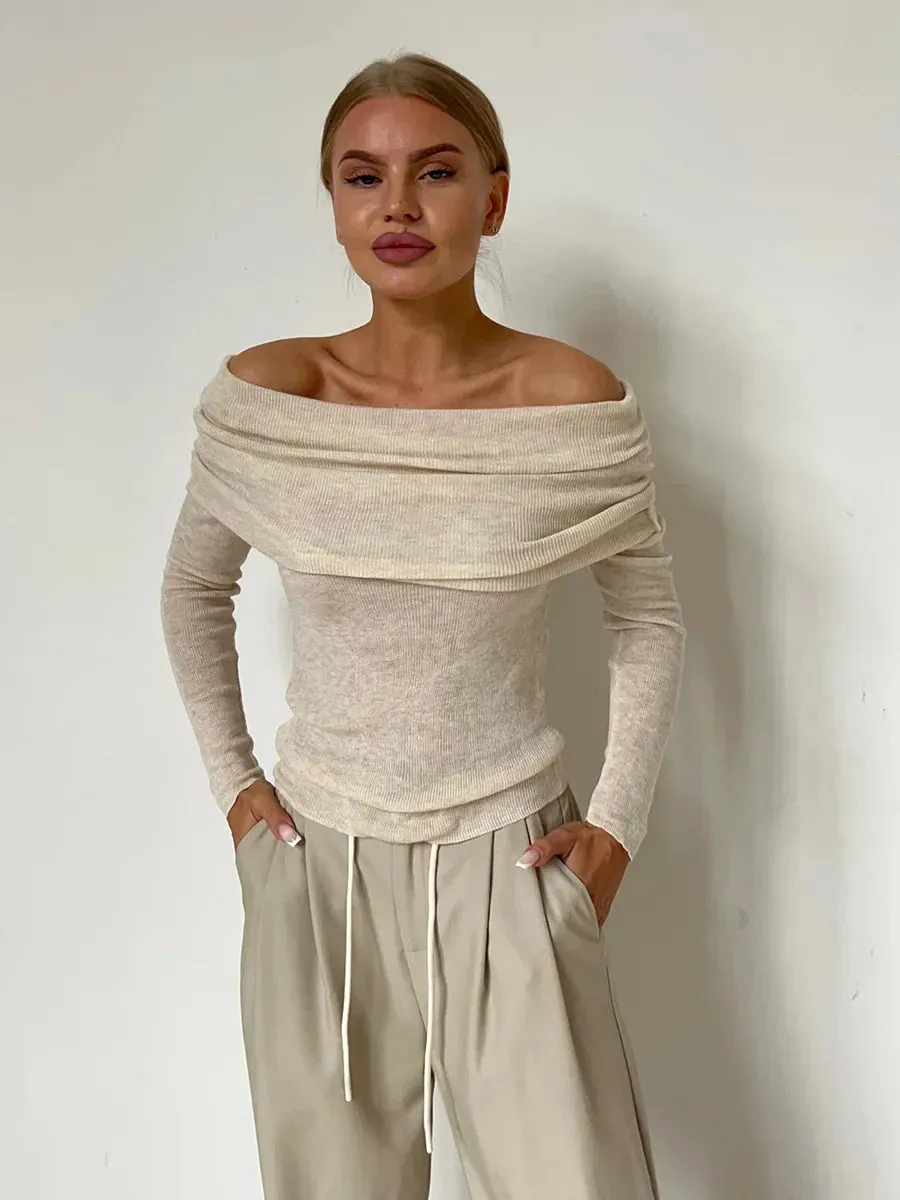 Heidi-Mode | Off-Shoulder Strickpullover Für Damen