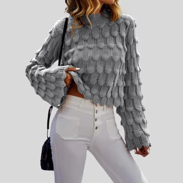 Heidi-Mode | Strukturierter Strickpullover mit Puffärmeln