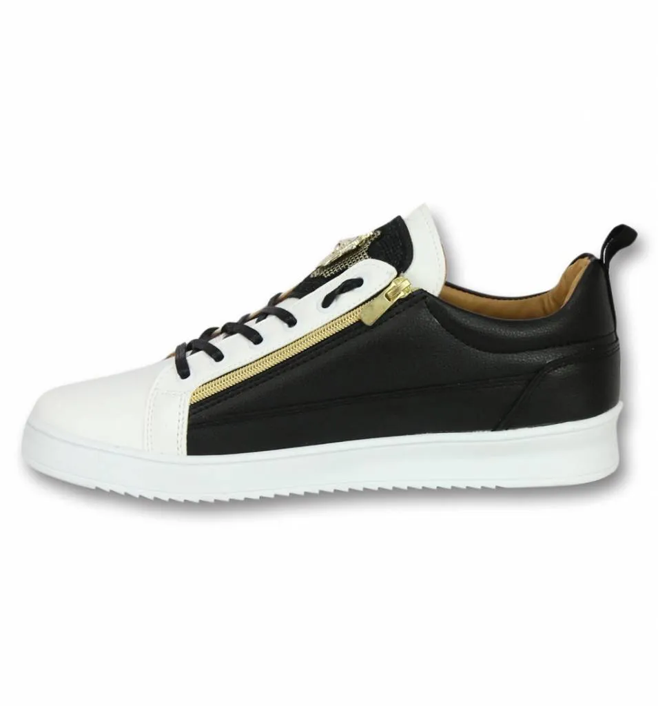 Herrenschuhe - Herren Sneaker Bee Black White Gold - CMS 97 - Weiß / Schwarz