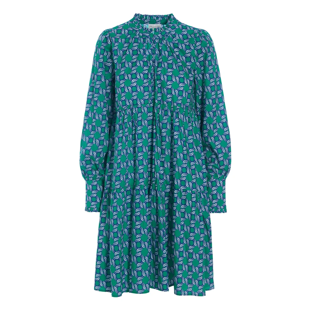 Legacy Leaf Ballonärmel Mini Kleid
