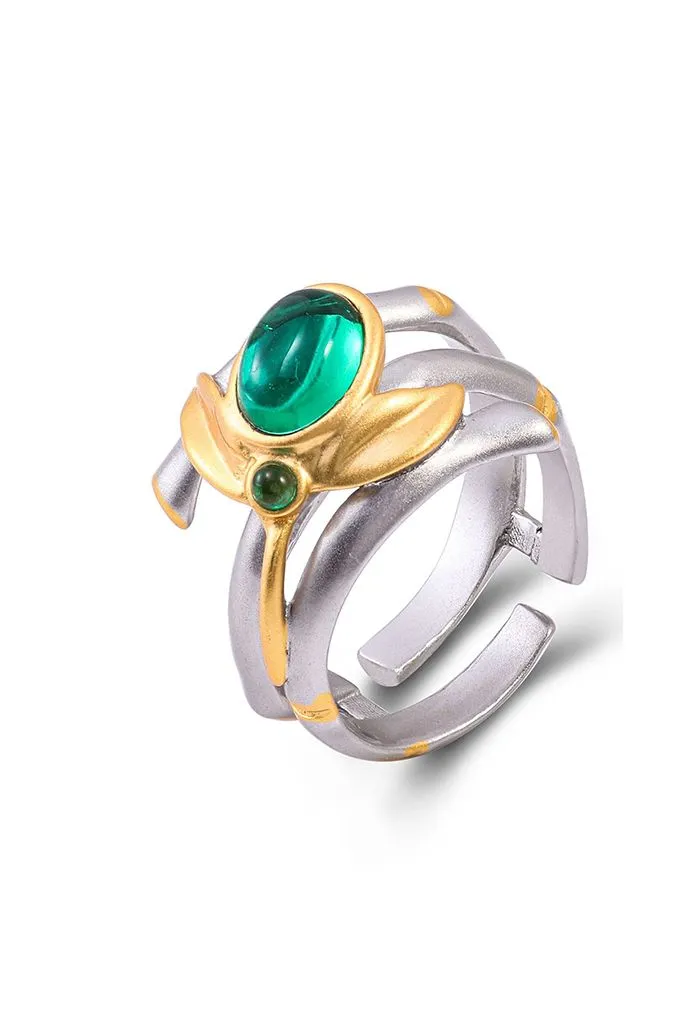 Ovaler Smaragd-Edelstein-Triple-Ring