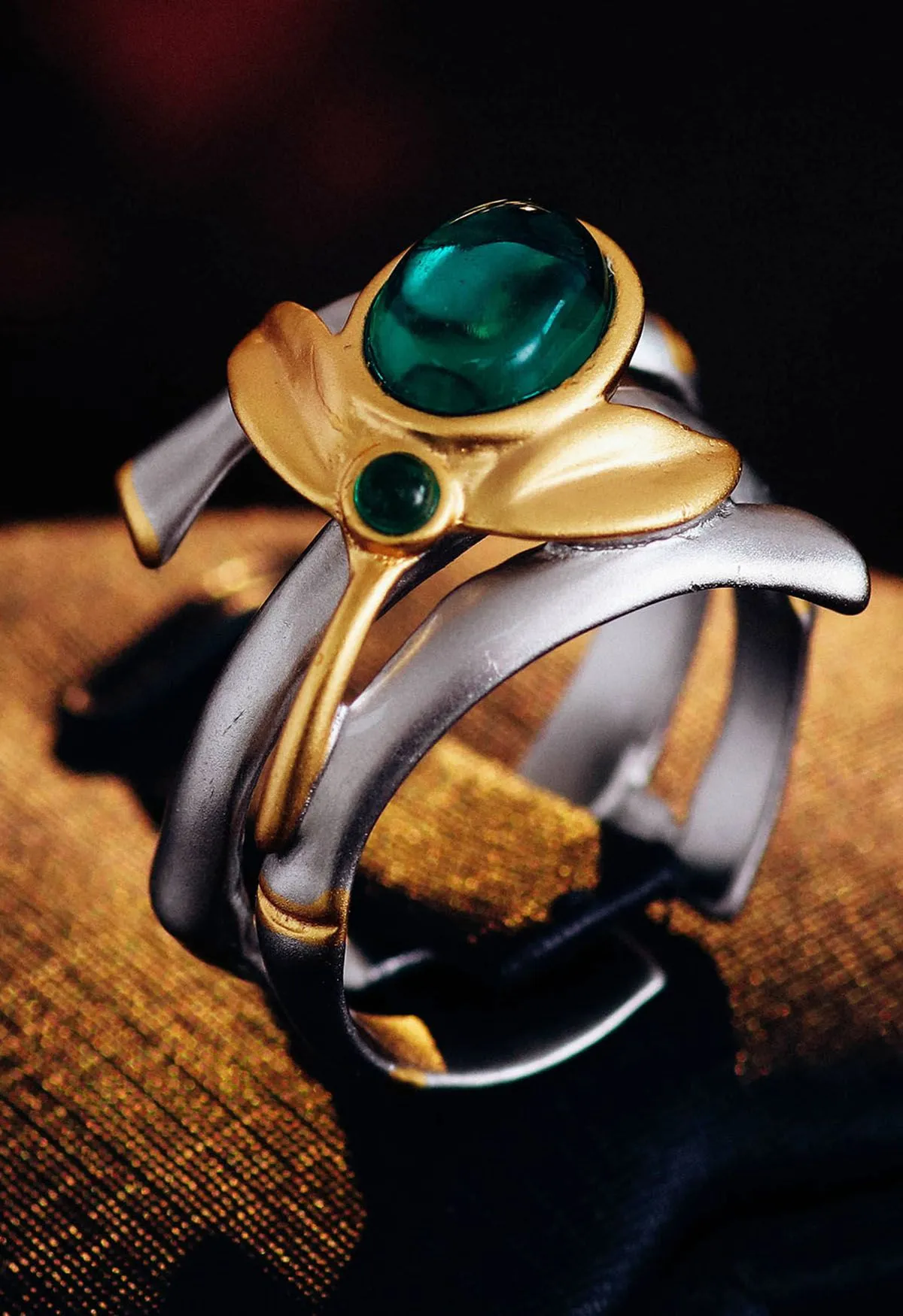 Ovaler Smaragd-Edelstein-Triple-Ring