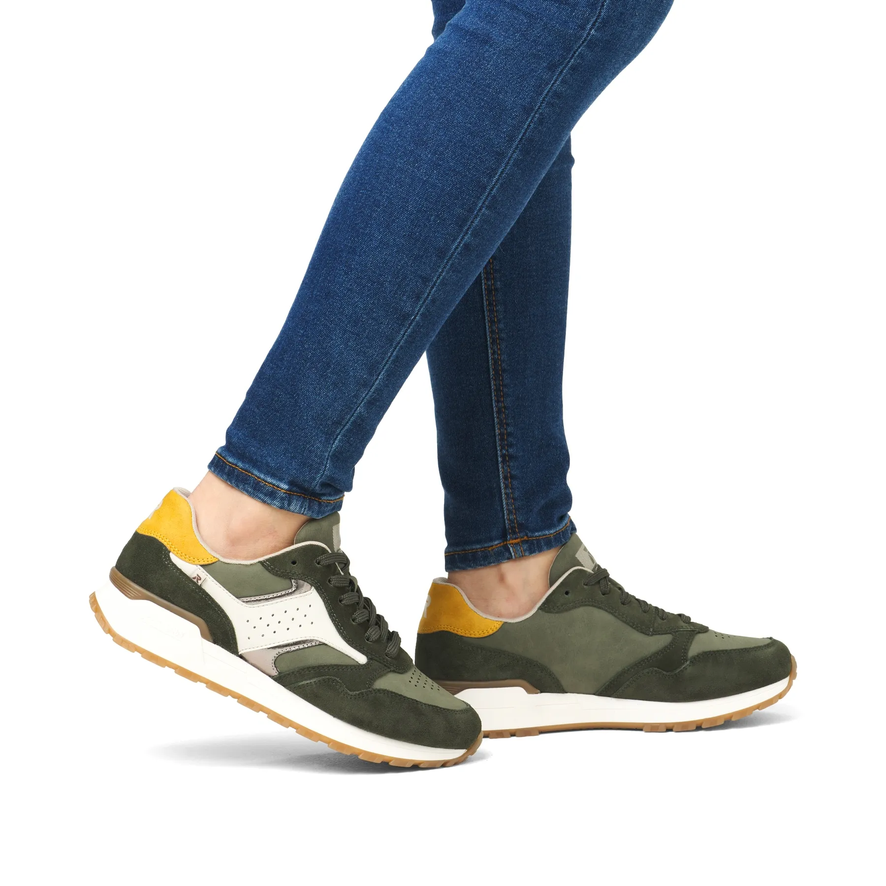 Rieker Damen Sneaker Low khaki-cremeweiß | W0607-54